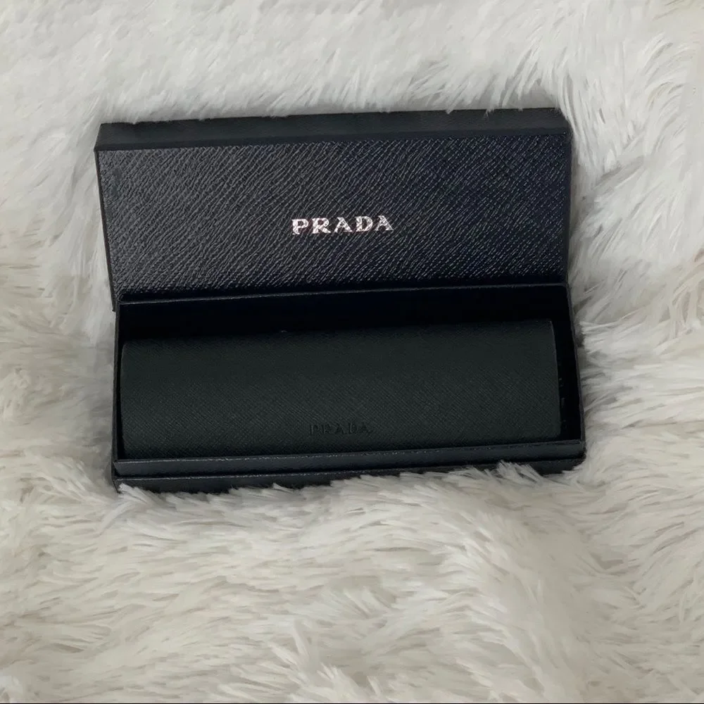 Prada Glasses Frames Black Gold Eyeglasses Case Cloth Box PR65RV Retro